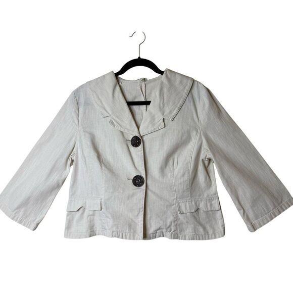 Vintage J. Jill Ivory Three Quarter Sleeve Two Button Jacket Sz MP, Cottagecore - Picture 1 of 14